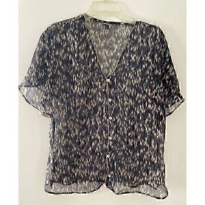 Converse One Star Spotted Blue, Purple & White  Button Down Sheer Blouse size XS